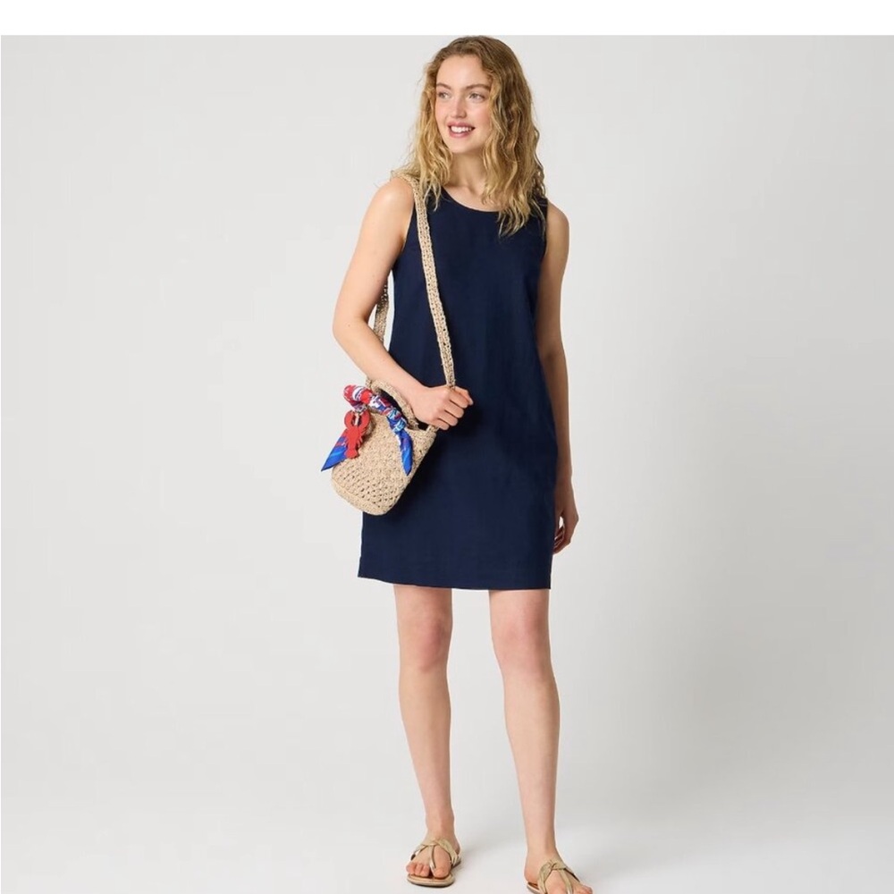 J. Crew Linen Blend Mini Dress. Size 4. Navy. Side pockets. New with tags.